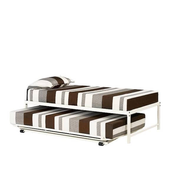Signature Home SignatureHome Complete Hi Riser Metal Twin Daybed White Finish with Pop-Up Dimensions: 77"W x 41"L x 18"H