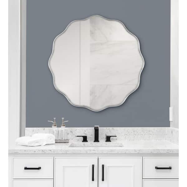 Kate and Laurel Viona 26.00 in. H x 26.00 in. W Scalloped MDF Framed Silver  Mirror 222028 - The Home Depot