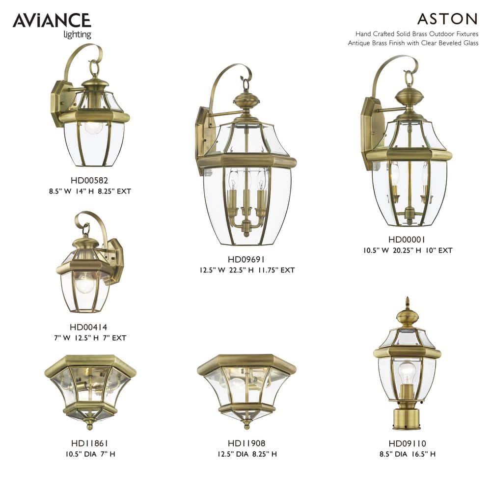 Monterey Antique Brass 3-Light Outdoor Pendant with Clear Beveled Glass