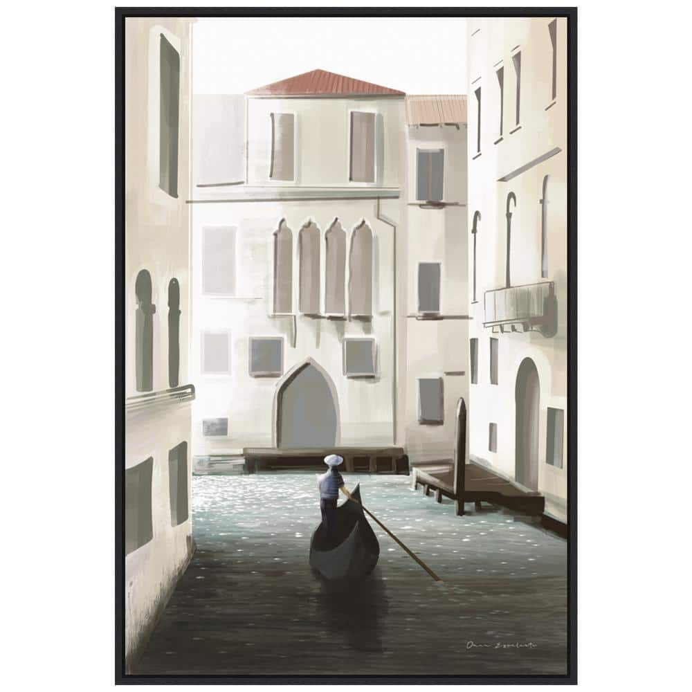 Venice Moment by Omar Escalante Black Floater Frame Canvas Wall Art