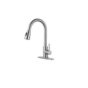 Single Handle Pull Down Sprayer Kitchen Sink Faucet in Brushed Nickel