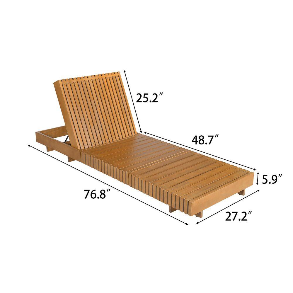 Dimension diagram of the wooden chaise lounge.