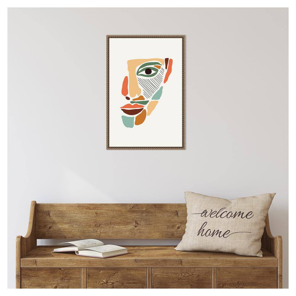 Colorful Abstract Faces Beaded Framed Canvas Wall Art 16 x 23-in