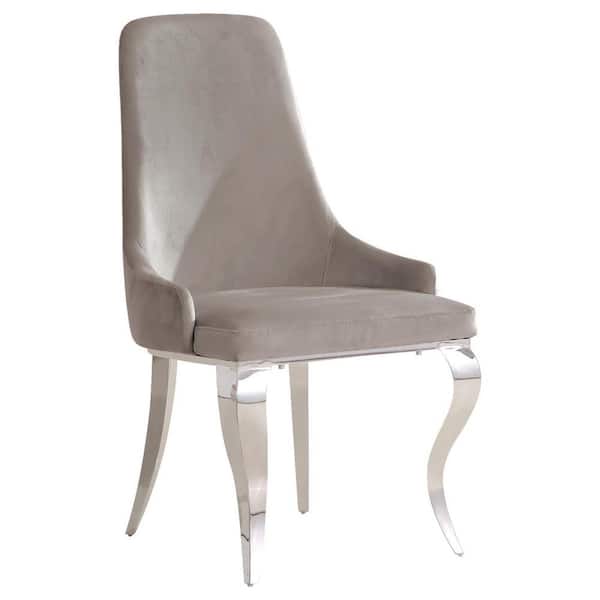 Coaster Antoine Gray Velvet Upholstered Demi Arm Dining Side Chairs Set of 2