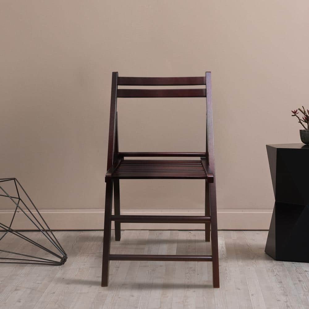 Espresso Rubberwood Foldable Armless Chairs Set of 2