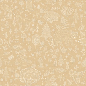 Little Explorers 2 Yellow Forest Animals Matte Finish Non-Pasted Non-Woven Wallpaper Sample