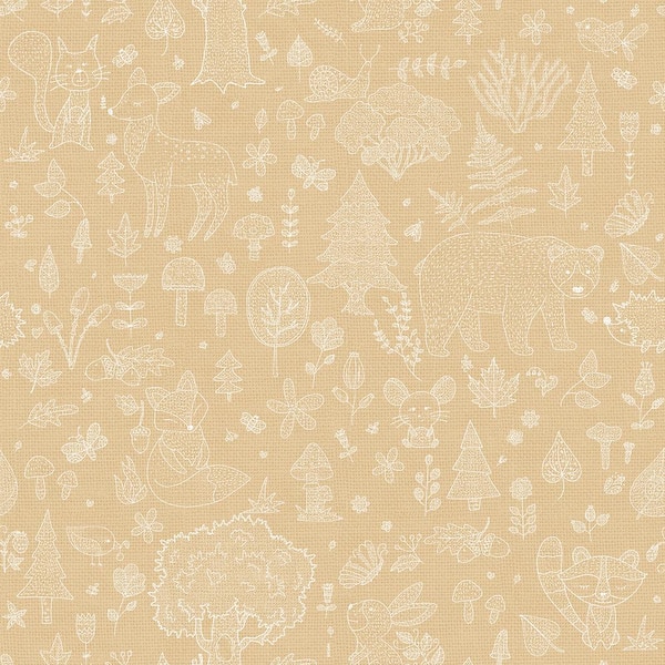 Unbranded Little Explorers 2 Yellow Forest Animals Matte Finish Non-Pasted Non-Woven Wallpaper Sample