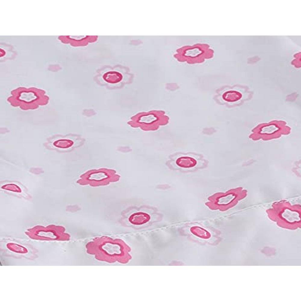 Pink Floral Polyester Microfiber Full Sheet Set with Deep Pockets