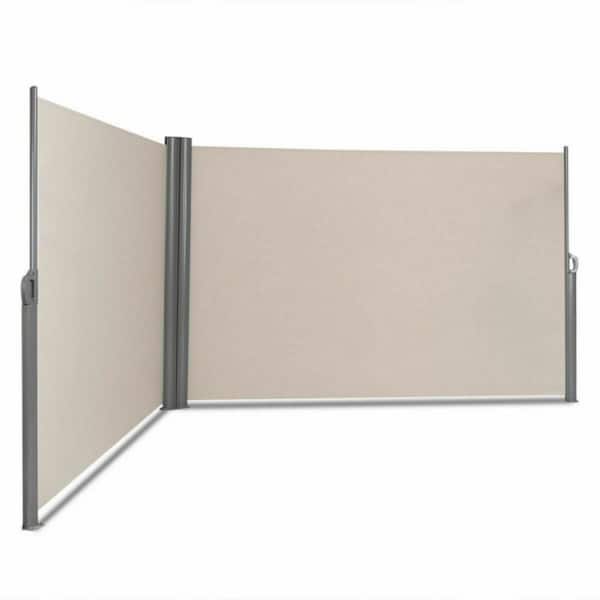 Clihome 237 in. W x 71 in. H Patio Retractable Double Folding Side Awning Screen Divider (Extendable up to 6 ft. x 20 ft.)