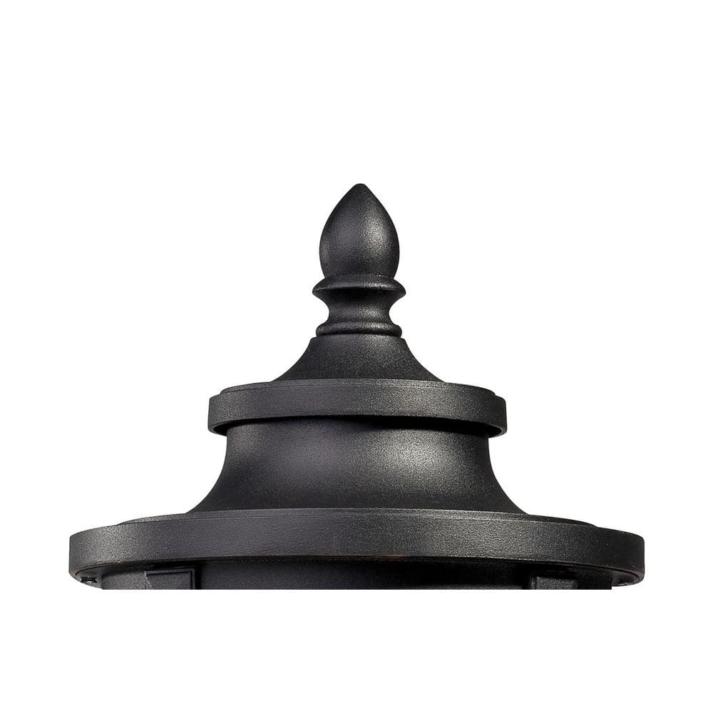 Merrimack Black LED Outdoor Post Light with Clear Hammered Glass