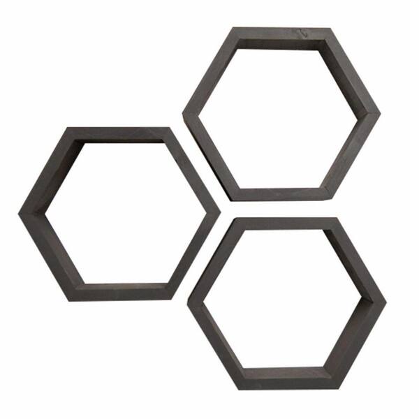 TRINITY Hexagon 4 in. x 11.75 in. x 10.13 in. Black Floating Wall