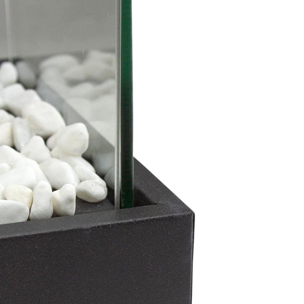 Black Bio Ethanol Ventless Tabletop Triple Fireplace with Glass Panels