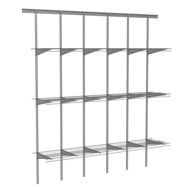 MaxLoad 80 in. W x 16.75 in. D Satin Chrome Adjustable Heavy Duty Steel Garage Wall Shelf System