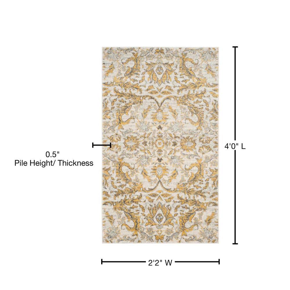 Ivory Gold Elegance 2'2" x 4' Reversible Synthetic Area Rug