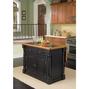 Monarch Black and Oak Kitchen Island with Granite Top