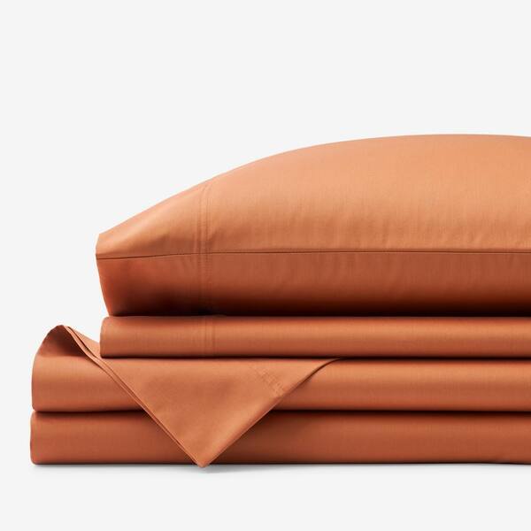 The Company Store Company Cotton 3-Piece Pumpkin Solid 300-Thread Count Wrinkle-Free Sateen Twin XL Sheet Set