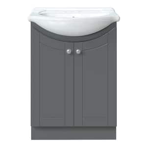 Highmont 24 in. W x 17-1/8 in. D Bath Vanity in Twilight Gray with Porcelain Vanity Top in Solid White with White Basin
