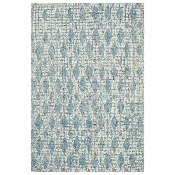 SAFAVIEH Abstract Ivory/Blue Doormat 3 ft. x 5 ft. Geometric Diamond Area Rug