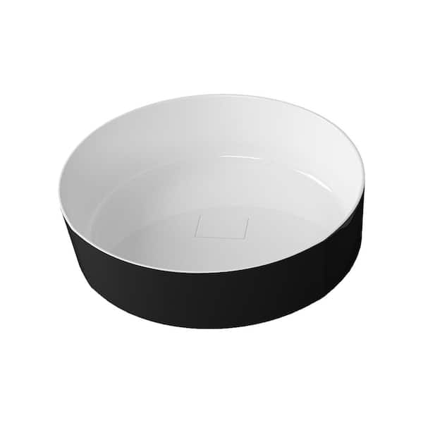 EPOWP Black Ceramic Round Vessel Sink with Not Faucet