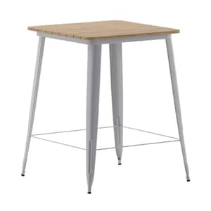 Contemporary Gray Plastic 32 in. 4-Leg Dining Table with Steel Frame (Seats 4)