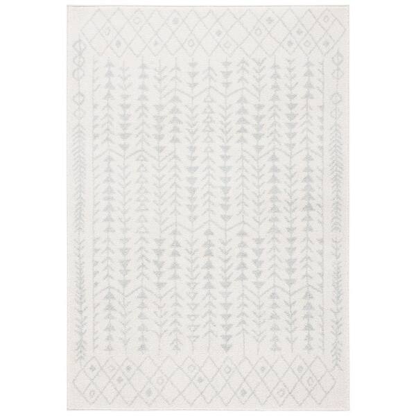 Tulum 3 ft. x 5 ft. Ivory/Light Gray Border Tribal Diamonds Area Rug