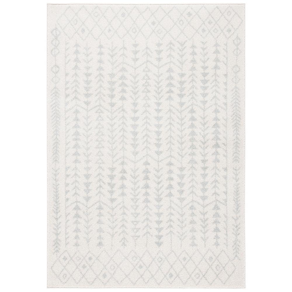 SAFAVIEH Tulum Ivory/Light Gray 9 ft. x 12 ft. Border Tribal Diamonds