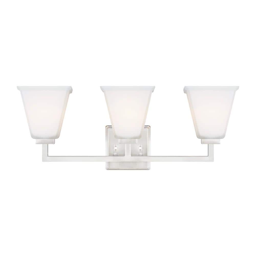 Ellis Harper 23 in. 3-Light Brushed Nickel Transitional Wall Bathroom Vanity Light with Satin Glass Shades and LED Bulbs price history on PriceWatchPro