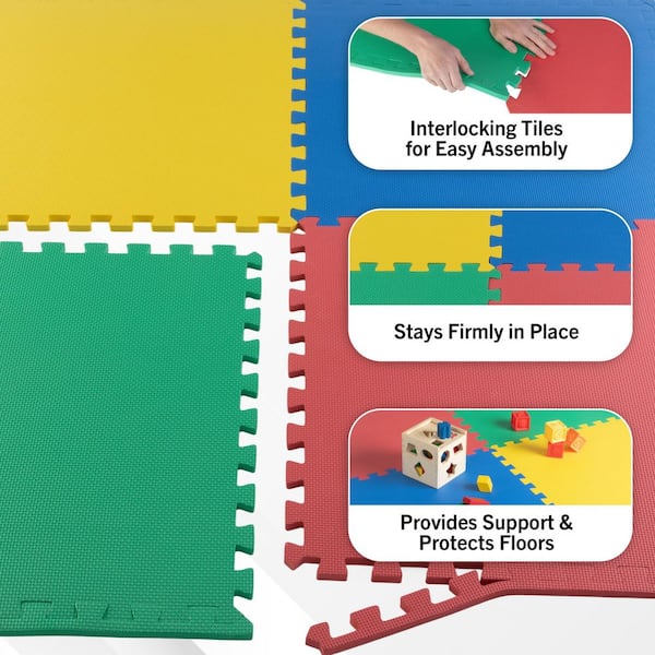Stalwart Interlocking Multi-Color 24 in. W x 24 in. x 0.5 in Thick