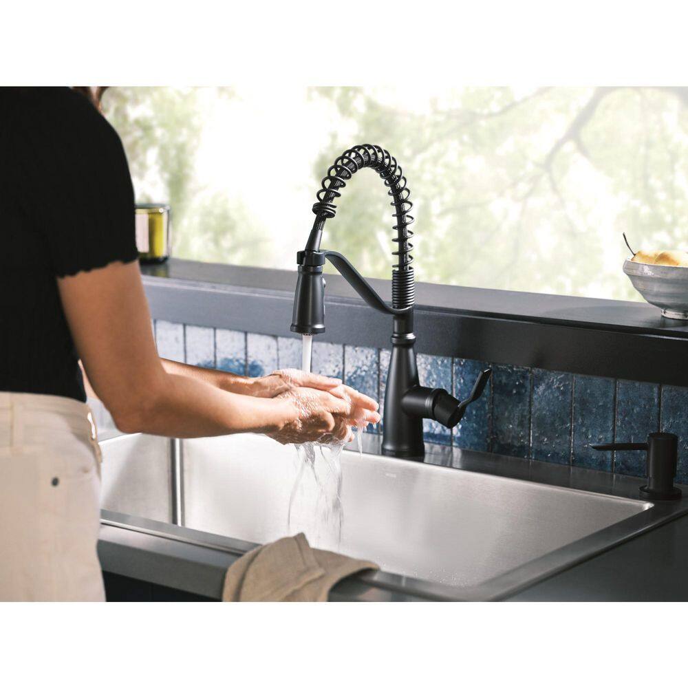 Matte Black Single Handle Pull-Down Kitchen Faucet with Spray