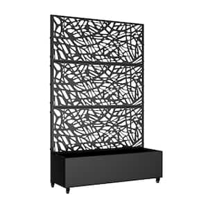 73 in. H x 47 in. W Black Metal Rectangle Wall Planter Box with Trellis for Climbing Plants