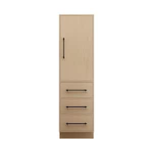 Victoria 19.7 in. W x 19.5 in. D x 71 in. H Brown Plywood Freestanding Linen Cabinet in Yellow Oak