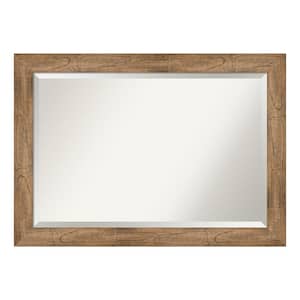 Owl Brown 41.5 in. x 29.5 in. Beveled Rectangle Wood Framed Bathroom Wall Mirror in Brown