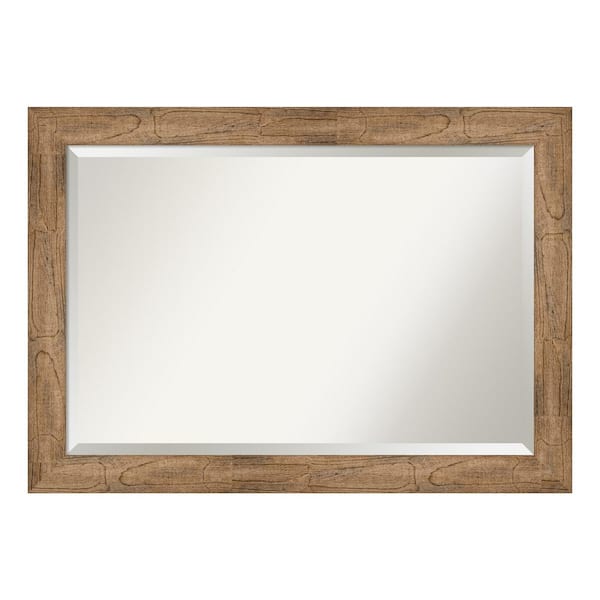 Amanti Art Owl Brown 41.5 in. x 29.5 in. Beveled Rectangle Wood Framed Bathroom Wall Mirror in Brown