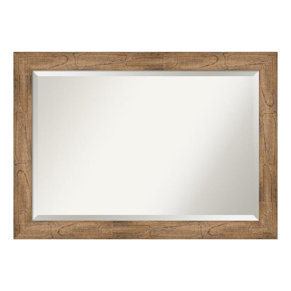 Amanti Art Owl Brown 41.5 in. x 29.5 in. Beveled Rectangle Wood Framed Bathroom Wall Mirror in Brown