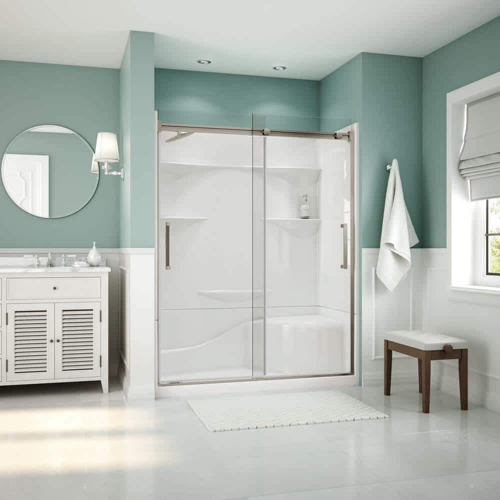 Coronado Acrylx 60 in. x 30 in. Single Threshold Left Drain Shower Kit in W