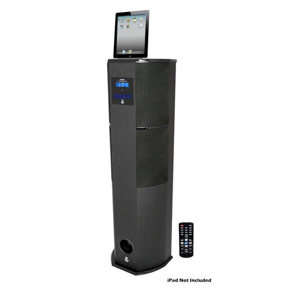 Pyle 600 Watt Digital 2.1 Channel Home Theater Tower with Docking Station for iPod/iPhone/iPad - Black Color-DISCONTINUED