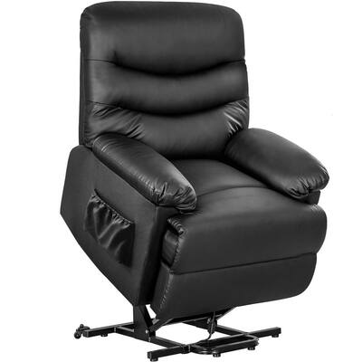 Black PU Leather Heated Massage Recliner with Heating and Massage Vibrating Function