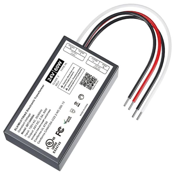 60W Dimmable LED Driver 24V, AC to DC, Compatible with Dimmer Switches, for LED Strip Light and Low - Voltage Lighting
