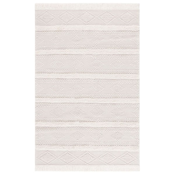 Natura 4 ft. x 6 ft. Natural/Ivory Solid Color Striped Diamond Area Rug