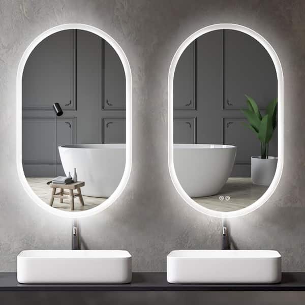 Zeafive 24 in. W x 40 in. H Oval Frameless LED Bathroom Vanity