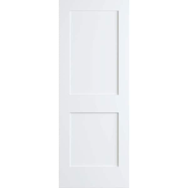 Frameport 28 in. x 80 in. Shaker 2-Panel 1-3/4 in. Solid Wood Pine/MDF Wood Interior Door Slab