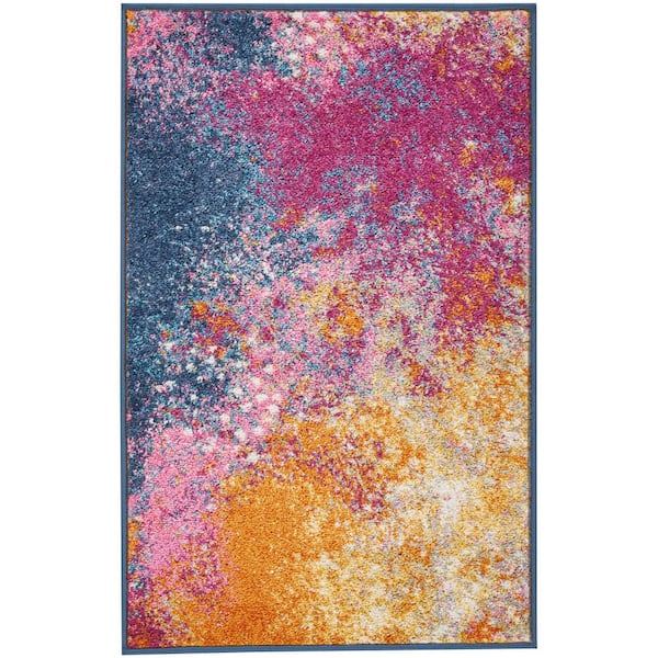 Passion Sunburst  doormat 2 ft. x 3 ft. Persian Vintage Kitchen Area Rug