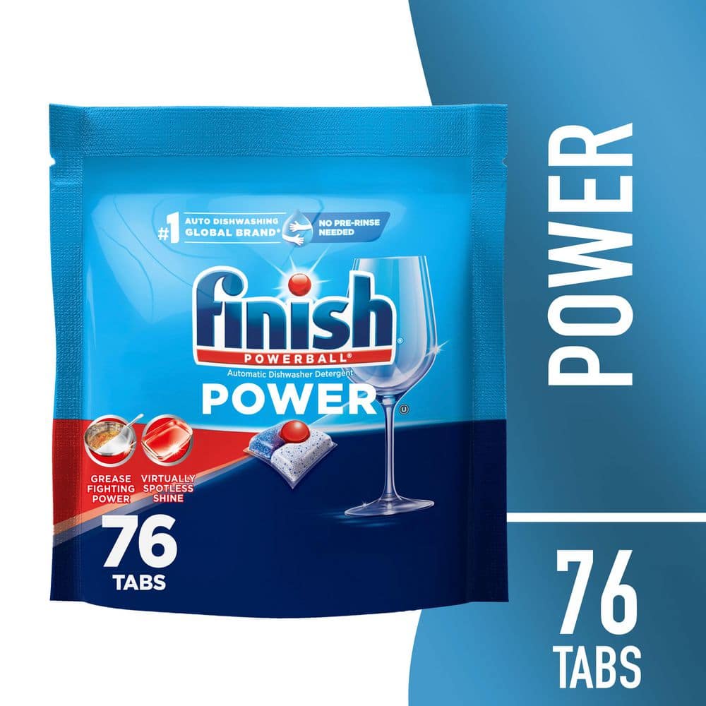Finish Power Dishwasher Pods, No Pre-Rinse Dishwasher Detergent Soap, Deep Clean & Shine w/ Degreasing Power, 76 Count