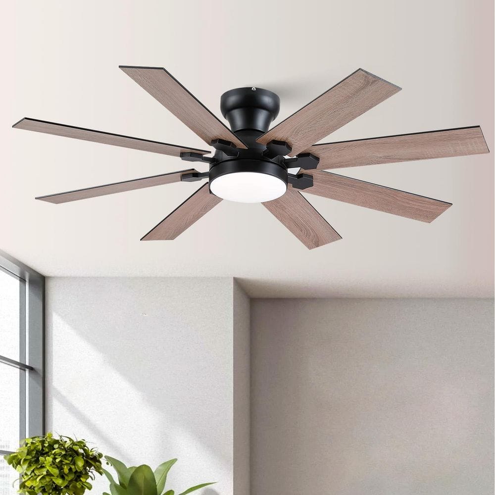 52 in. Indoor/Outdoor Modern Flush Mount Brown Ceiling Fan with Dimmable LED Light and Remote/APP Control price history on PriceWatchPro