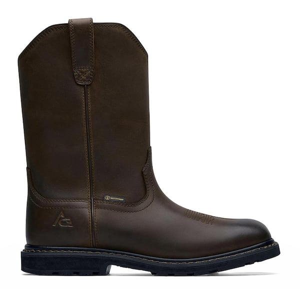 Ace Men s Waggoner Water Proof 10 in. Work Boots Soft Toe Brown Size 12 M 62402 S12 The Home Depot