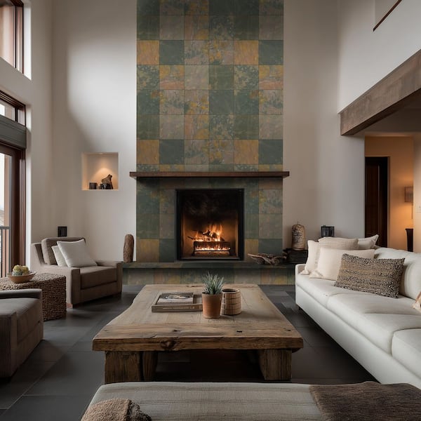Peacock Natural Slate Stone Look Tile 12 in. x 12 in., Floor and Wall (10 sq. ft. /Case)