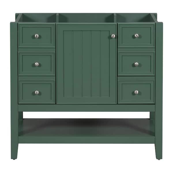 CASAINC 35.5 in. W x 18 in. D Bath Vanity Cabinet without Top in Green with Door and Drawers