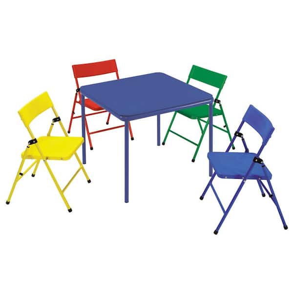 Cosco 24 in. x 24 in. Kid's Folding Chair and Table Set in Multiple Colors (5-Piece)