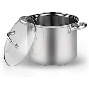 Cook N Home 8 qt. Stainless Steel Stock Pot in Black and Stainless Steel  with Glass Lid 02440 - The Home Depot