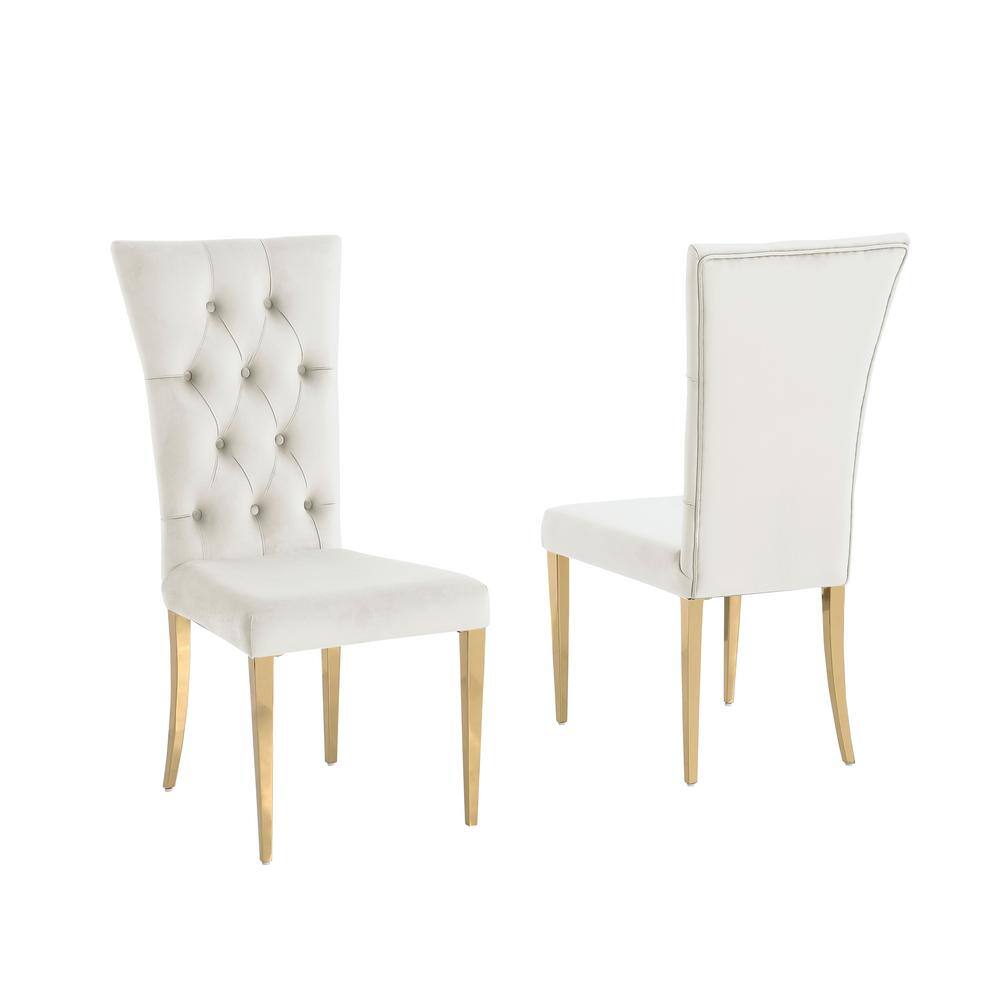 Best Master Furniture Terracotta Beige Velvet Dining Chairs in Gold